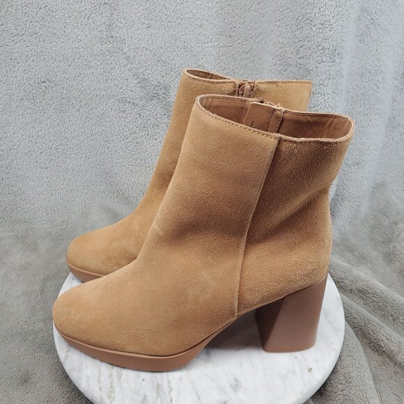 Naturalizer Shoes Womens Size 8 Brown Suede Genn-Reach Block Heel Boots - Picture 1 of 9